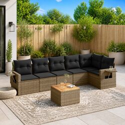 Concise 7-Piece Grey Outdoor Sectional Sofa Set