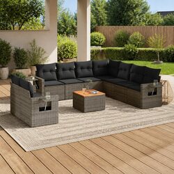 Concise 10-Piece Grey Outdoor Sectional Sofa Set