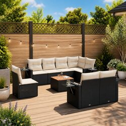 Compact 9-Piece Outdoor Sofa Set with Side Table