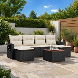Concise 7-Piece Outdoor Sectional Sofa Set in Black