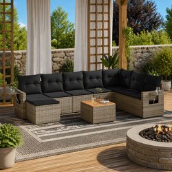 Concise 9 Piece Modular Outdoor Sofa Set in Grey