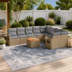 Compact and Stylish 10-Piece Outdoor Sectional Sofa Set