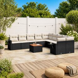 11 Piece Black Outdoor Sofa Set - Compact and Stylish