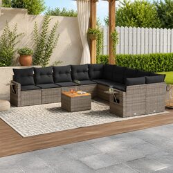 Compact 11-Piece Garden Sofa Set in Grey