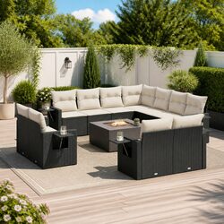 Compact 12-Piece Black Garden Sofa Set for Outdoors