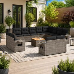 Sleek and Stylish 13-Piece Grey Sectional Sofa Set