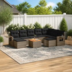 Concise 10-Piece Grey Outdoor Sectional Sofa Set