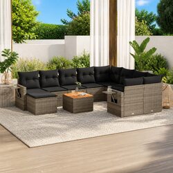 Concise 11-Piece Outdoor Sofa Set in Grey