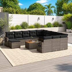 Elegant Grey Outdoor Sofa Set – 13 Pieces