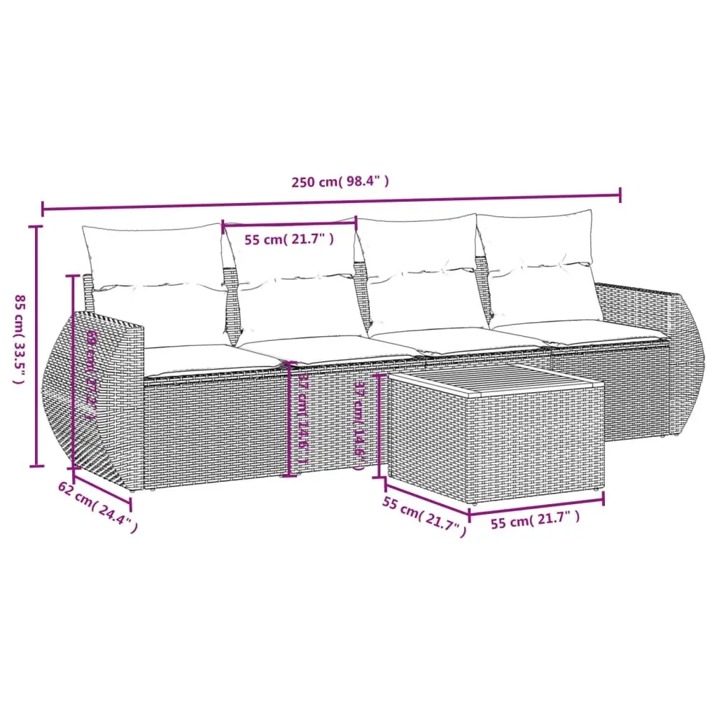 5 Piece Garden Sofa Set for Outdoor Relaxation