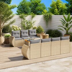 Compact and Stylish 8-Piece Outdoor Sofa Set with Cushions