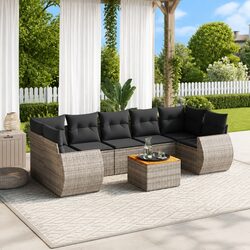Compact 8 Piece Garden Sofa Set with Stylish Grey Finish