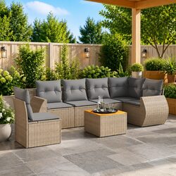 Concise Overview: 7 Piece Beige Outdoor Sofa Set