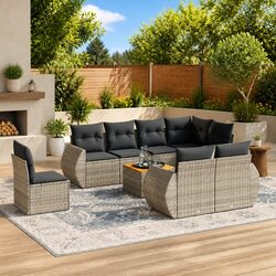 Stylish 9 Piece Outdoor Sofa Set with Removable Cushions