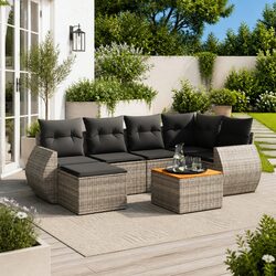 7 Piece Modular Garden Sofa Set with Cushions
