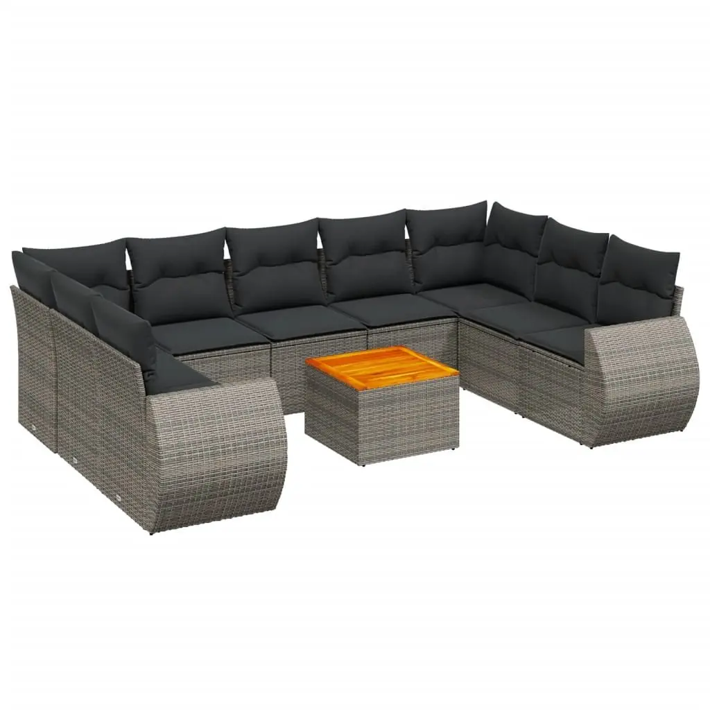 Garden Sofa Set 10 Piece Outdoor Furniture with Cushions Grey Patio Lounge