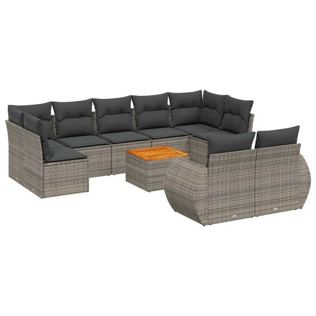 Garden Sofa Set 10 Piece Outdoor Furniture Grey Cushions Patio Sectional