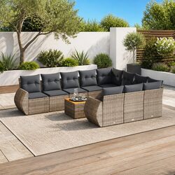 Compact 11 Piece Grey Garden Sofa Set for Outdoor Living