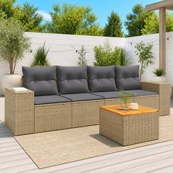 5-Piece Garden Sofa Set with Beige Cushions