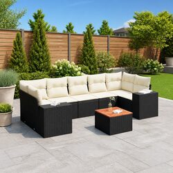 8-Piece Black Garden Sofa Set - Simple and Elegant