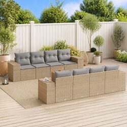 9 Piece Modular Outdoor Sofa Set with Cushions in Beige