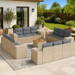 Compact 13 Piece Garden Sofa Set with Cushions