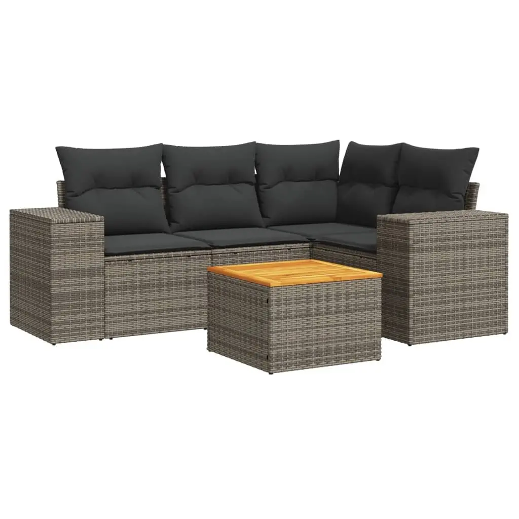 5 Piece Garden Sofa Set with Cushions Grey Outdoor Furniture Patio Seating