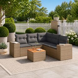 6-Piece Outdoor Sofa Set in Beige - Modular Design