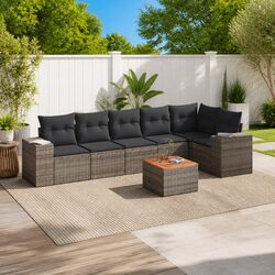 Compact and Stylish 7 Piece Garden Sofa Set in Grey
