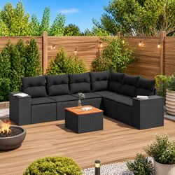 Concise 7 Piece Garden Sofa Set with Cushions