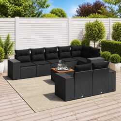 Concise 9-Piece Garden Sofa Set with Cushions