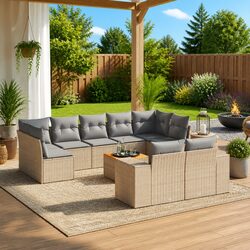 Concise and Confident 10-Piece Modular Garden Sofa Set