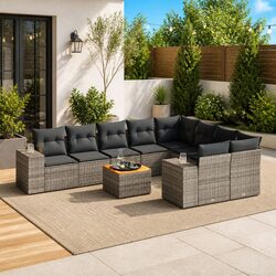 Sleek and Stylish 10 Piece Outdoor Sofa Set in Grey