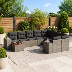 Compact and Stylish Grey 10-Piece Garden Sofa Set