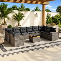 11-Piece Grey Garden Sofa Set - Perfect Outdoor Seating