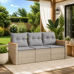 Compact 3-Piece Outdoor Garden Sofa Set in Beige
