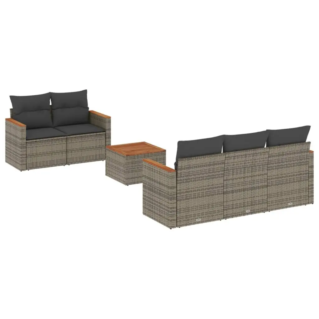 Garden Sofa Set 6 Piece Outdoor Furniture Grey Poly Rattan Patio Lounge with
