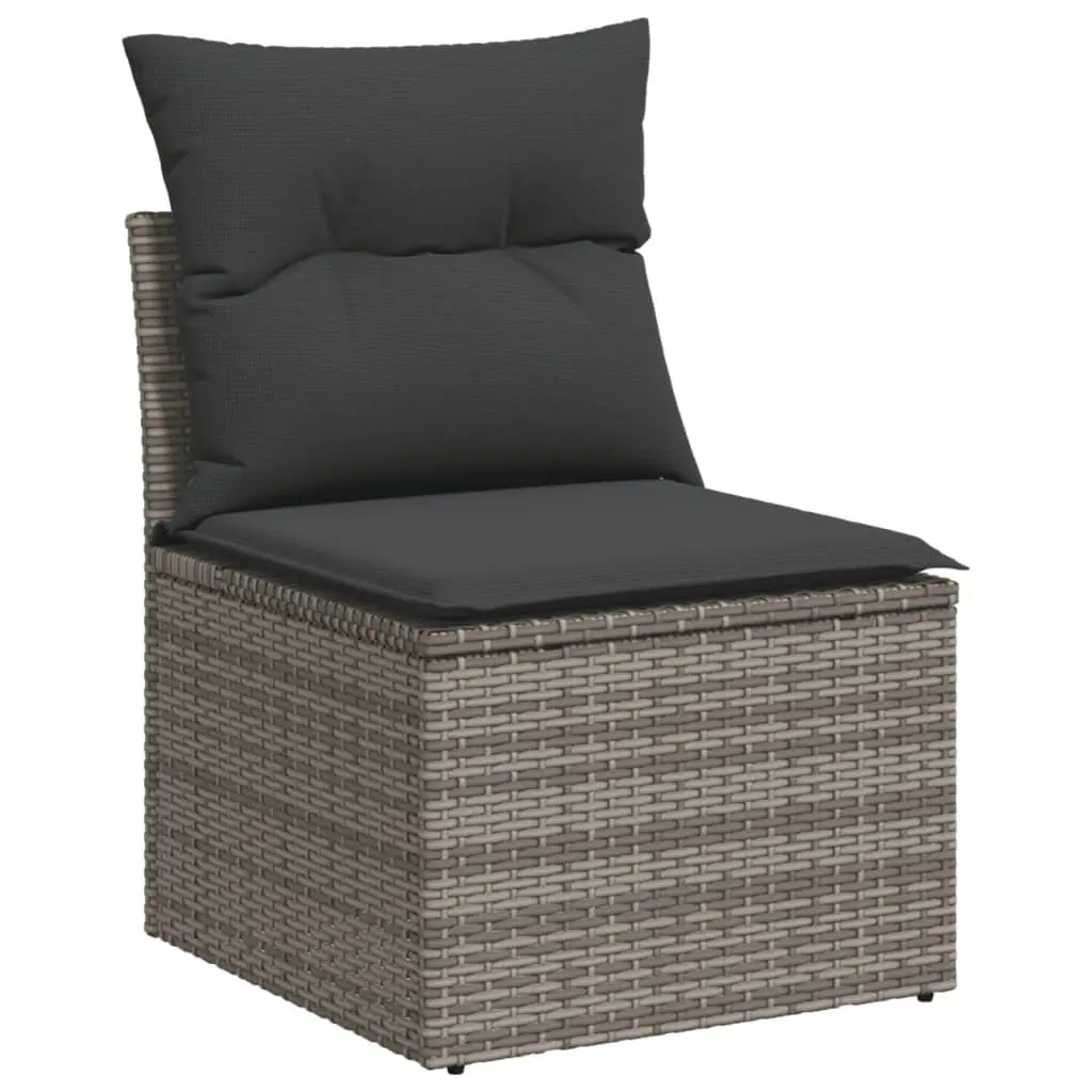 Garden Sofa Set 6 Piece Outdoor Furniture Grey Poly Rattan Patio Lounge with
