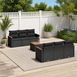 7 Piece Black Garden Sofa Set, Stylish and Functional