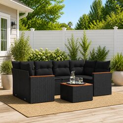 7 Piece Garden Sofa Set Outdoor Patio Furniture Lounge Sectional with Cushions