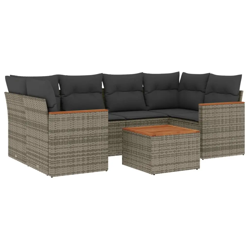 7 Piece Garden Sofa Set Grey Modular Outdoor Patio Furniture with Cushions