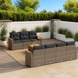 Garden Sofa Set 8 Piece Outdoor Furniture Grey Poly Rattan Patio Seating