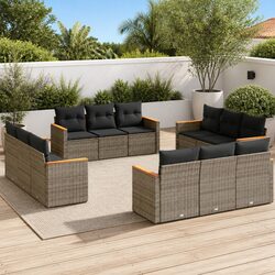 Garden Sofa Set 12 Piece Outdoor Furniture Patio Grey Modular Seating with