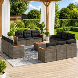 Concise 13-Piece Outdoor Sofa Set with Modular Design