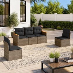 Garden Sofa Set 5 Piece Outdoor Furniture Patio Lounge Grey Modular Cushions