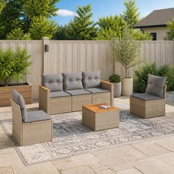 Compact 6-Piece Garden Sofa Set for Stylish Outdoors