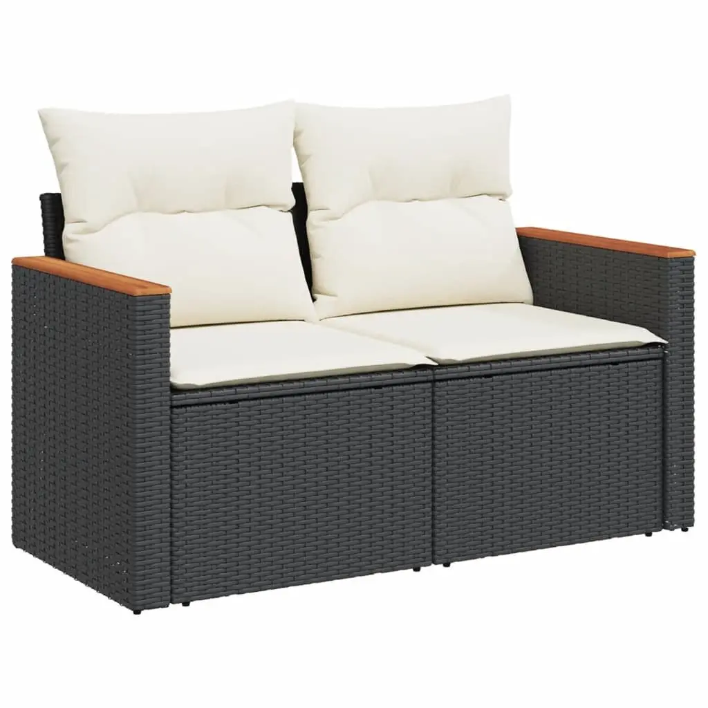 Garden Sofa Set Black 6 Piece Modular Outdoor Furniture with Cushions