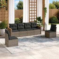 Garden Sofa Set 6 Piece Outdoor Furniture Patio Lounge Grey Modular Rattan