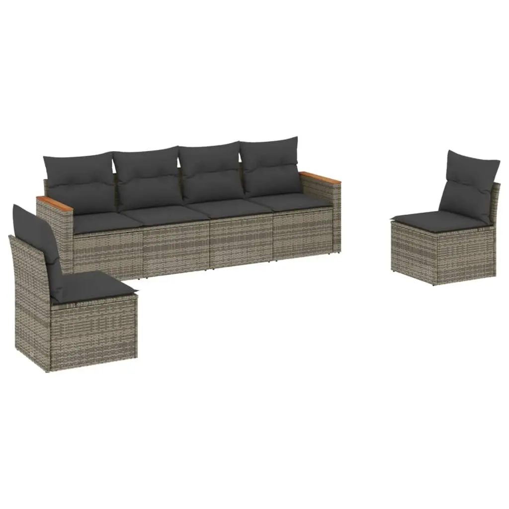 Garden Sofa Set 6 Piece Outdoor Furniture Patio Lounge Grey Modular Rattan