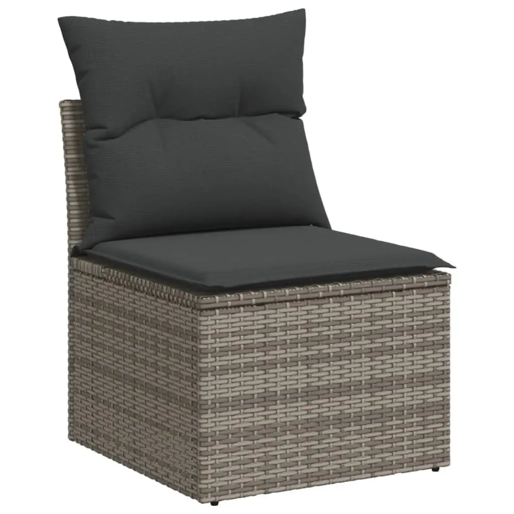 Garden Sofa Set 7 Piece Outdoor Patio Furniture with Cushions Grey Rattan
